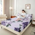 thumbnail image 4 of Feelyou Dreamy Purple Floral Twin Sheet Sets for Women, Fashion Plant Botanical Twin Fitted Sheet, Southwestern Flat Sheet, Lightweight Room Decor, 3-Piece, 4 of 7