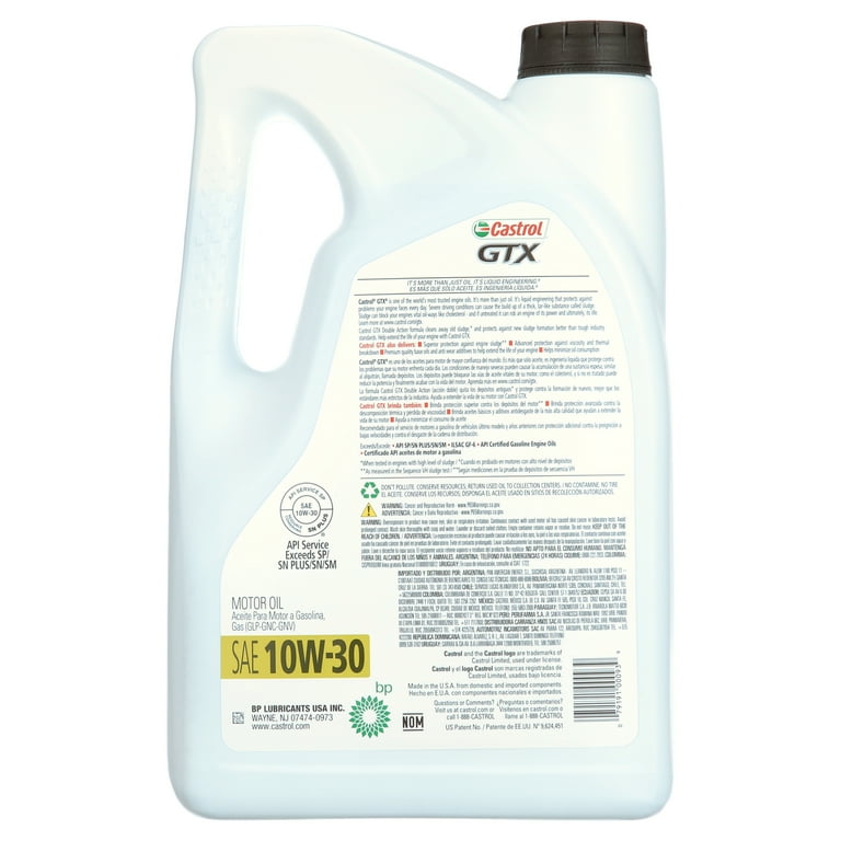Castrol GTX 10W-30 Conventional Motor Oil 5 Quarts, Case of 3