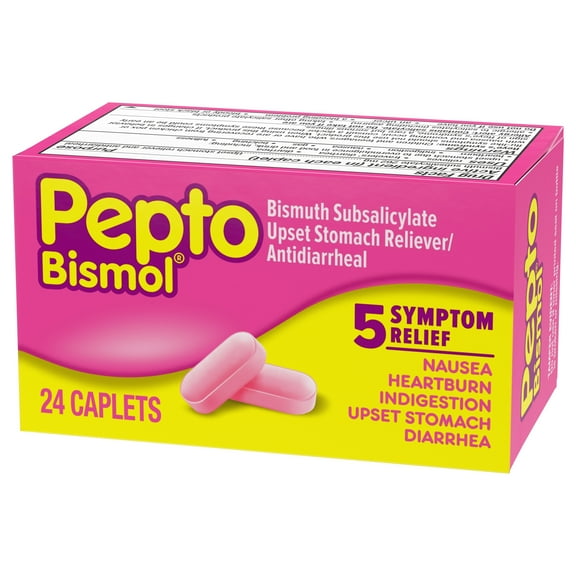 Pepto Bismol Caplets, Indigestion and Anti-Diarrhea Stomach Remedy, 24 Count