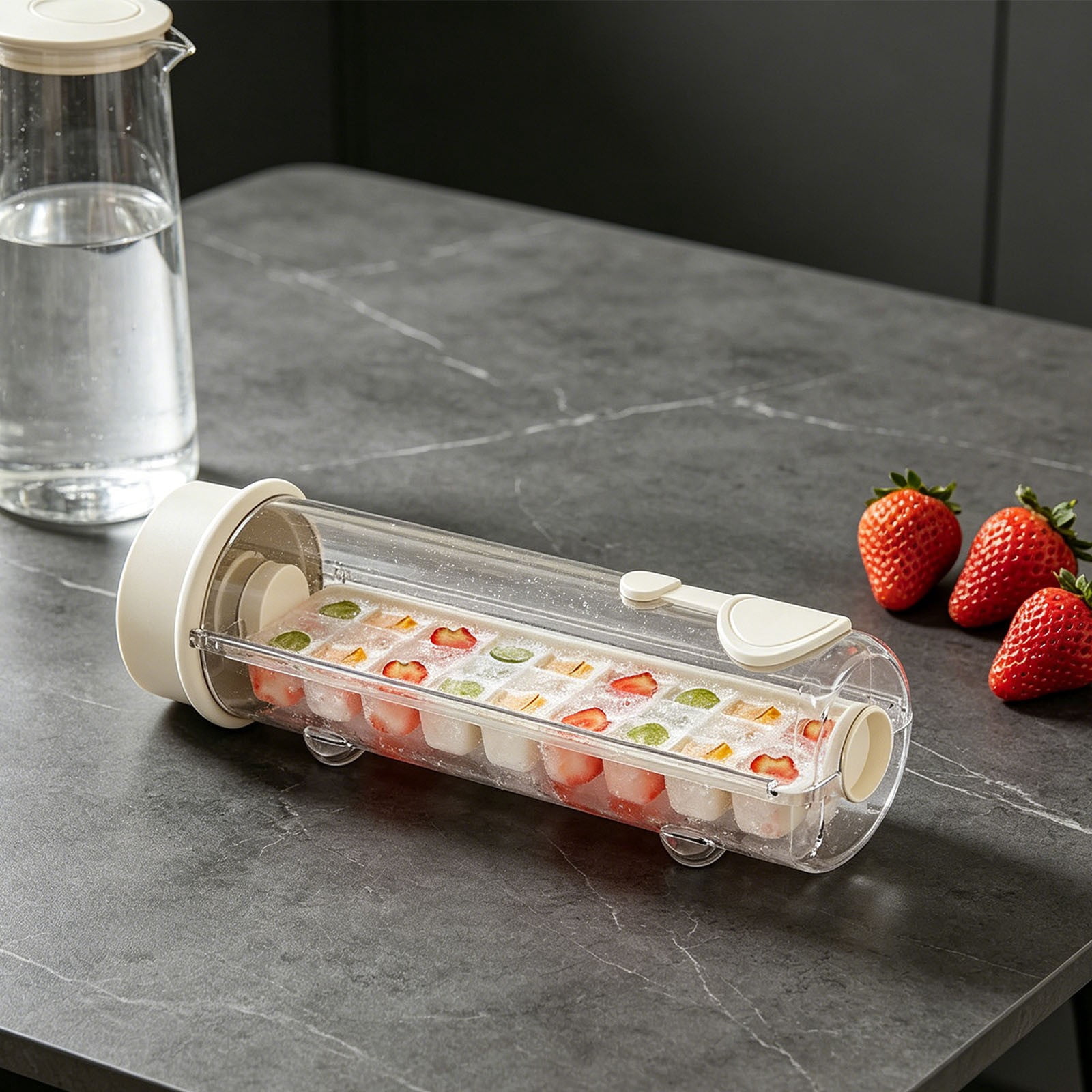 Oricka Ice Cube Mold With One Hand, One Hand De-Icing Press Ice Tray Mold, 1 Hand 1 Press Ice Cube Tray, Ice Cube Tray Cup