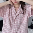 thumbnail image 2 of Pijamas a cuadros para mujer, moda coreana Ins Sle, pantalones cortos de manga corta, conjunto de ropa de casa rosa para estudiantes en línea, 2 of 4