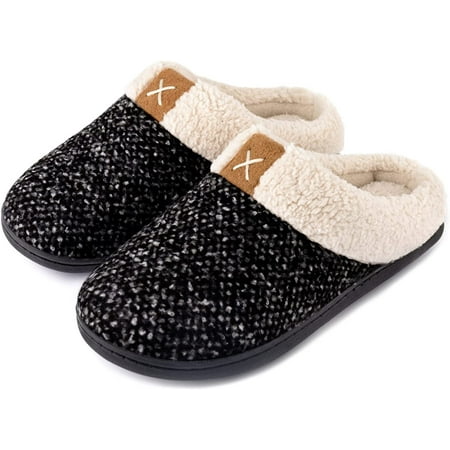 

Women s Fuzzy Wool-Like House Shoes with Memory Foam Gift for Women Ladies Slippers with Indoor &Outdoor Anti-Skid Rubber Sole