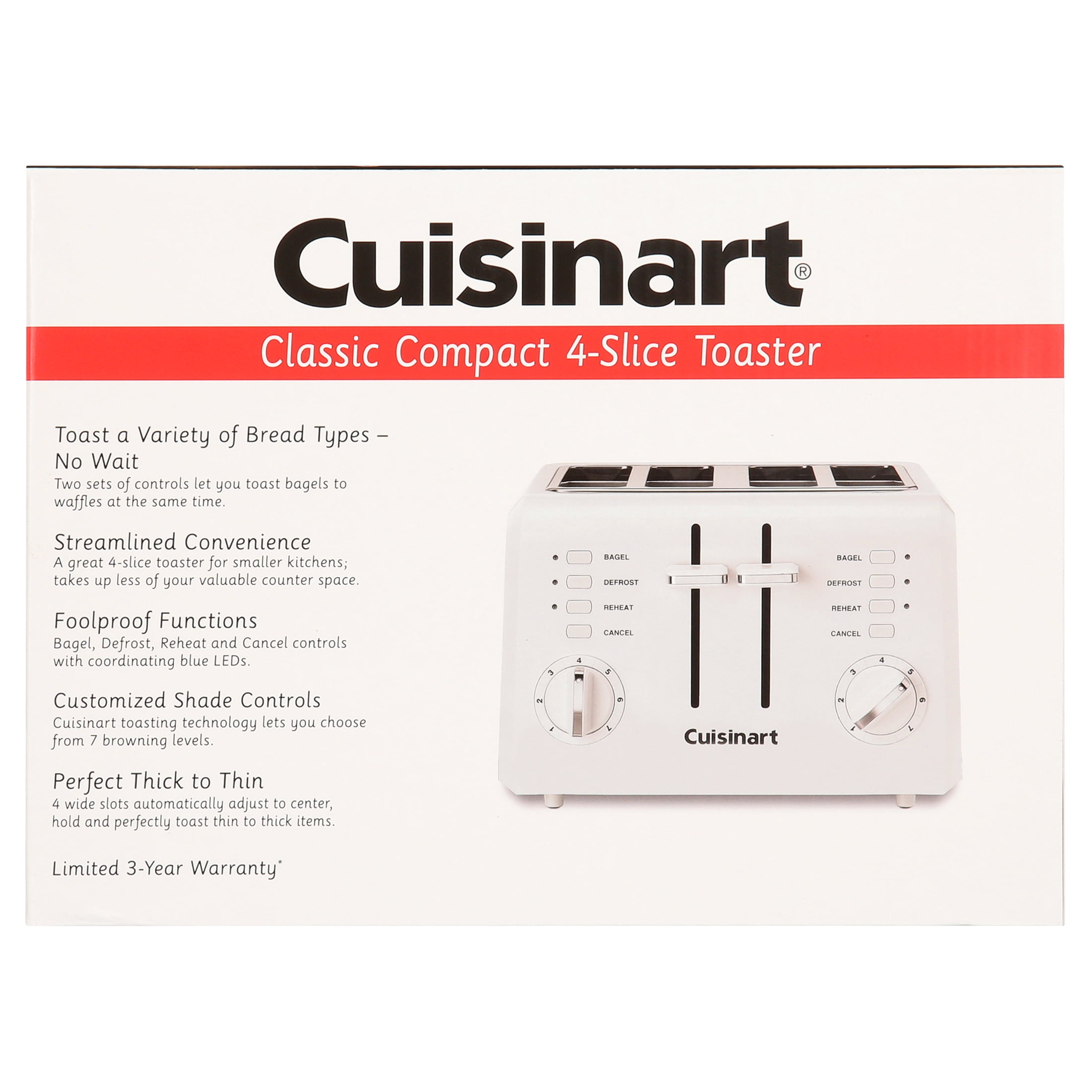 Cuisinart Cuisinart CPT-142 Electric Toaster, 120 V, 850 W, Plastic, White  CPT-142P1