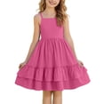 thumbnail image 2 of SGFCWSX Girls Casual Dress Spaghetti Strap Tiered Ruffle Hem Summer Party Beach Dress Hot Pink Size 14-15 Years, 2 of 8
