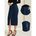 thumbnail image 2 of DARING DIVA Women's Denim Front Slit Zipper Bodycon Midi Jean Skirt XL Dark Blue, 2 of 6