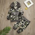 thumbnail image 3 of Inevnen Baby Boy Camo Daddy's Boy Outfit Infant Hoodie Tops Long Pants 2Peices Clothes Set, 3 of 9