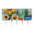 thumbnail image 2 of PhooArto Key Holder for Wall Decorative with 5 Key Hooks, Sunflower Daisy Blue Butterfly on Wooden Board Holders Wall Mount Organizer with Mail Key Rack, Self Adhesive, 2 of 7