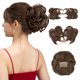 thumbnail image 3 of Zhuge Moño desordenado con peine lateral y clip para mujer, moño corto, liso, natural, versátil, ajustable, fácil de peinar, castaño medio, 3 of 4