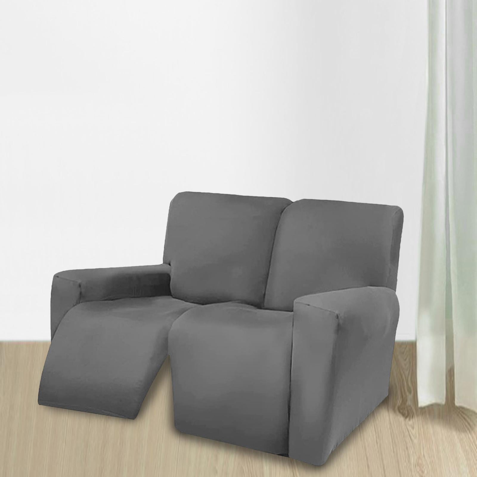 Stretch Sectional Recliner Sofa Slipcover Soft Fitted Fleece Couch Cover Washable Furniture with for Kids Pet Dark Gray 6 Slices