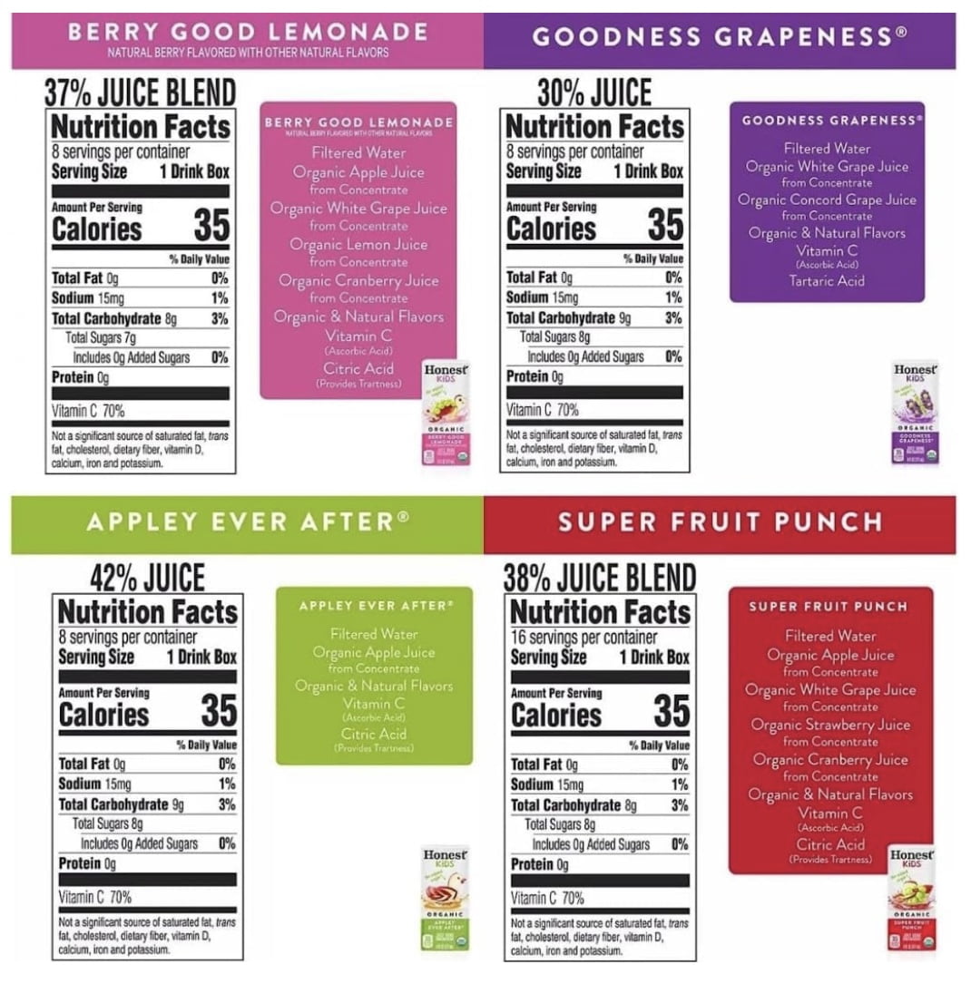 Honest Kids Organic Juice Drink, Variety Pack, 6 fl oz, 40 ct