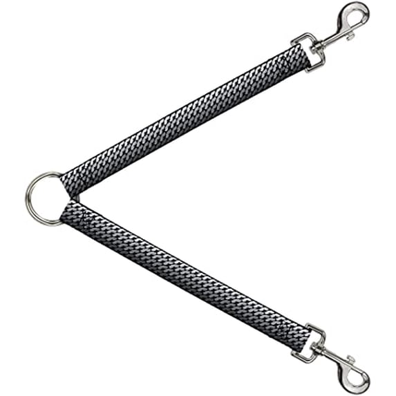 Dog Leash Splitter Mustache Monogram Black Grays 1 Foot Long 1 Inch Wide