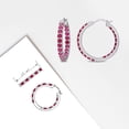 thumbnail image 2 of Everly Women’s 3 1/5ct Created Ruby Sterling Silver Inside-Outside Hoop Earrings, 2 of 8