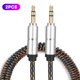 thumbnail image 1 of Cable de audio auxiliar macho a macho de 3,5 mm con conector plateado protegido por resorte para automóvil, altavoz y MP4, 1 of 8