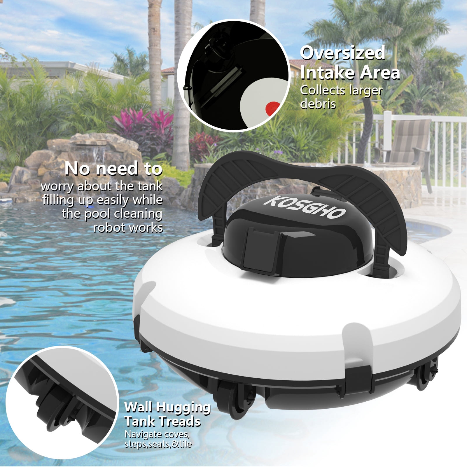 Pool Cordless Robotic Pool Cleaner Pool Vacuum With Dual Motors Self Parking For Flat Ground Pools