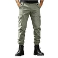 thumbnail image 5 of Smsaxvxz Cargo Pants for Men Fashion Elastic Waist Soft Long Joggers Pants Travel Climbing Trousers with Multi Pockets Gray M, 5 of 6