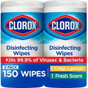 Disinfecting Wipes Value Pack, Bleach Free Cleaning Wipes, 75 Count Each, Pack of 2, Packaging May Vary