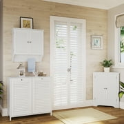 RiverRidge Ellsworth Double Tilt-Out Laundry Hamper Cabinet with Cloth Storage Bag - White