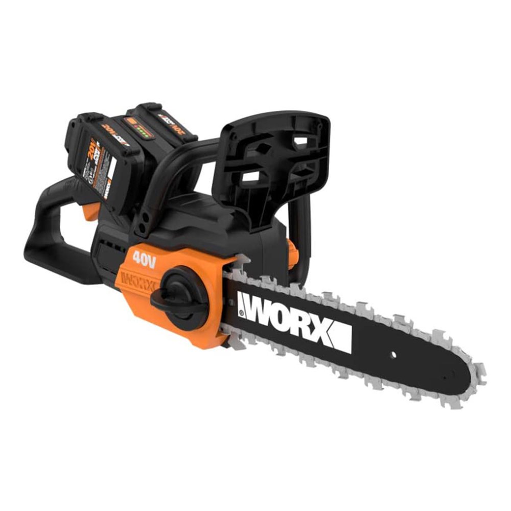 WORX WG381 12 Inch Cordless Power Chainsaw with Auto Tension, Black and