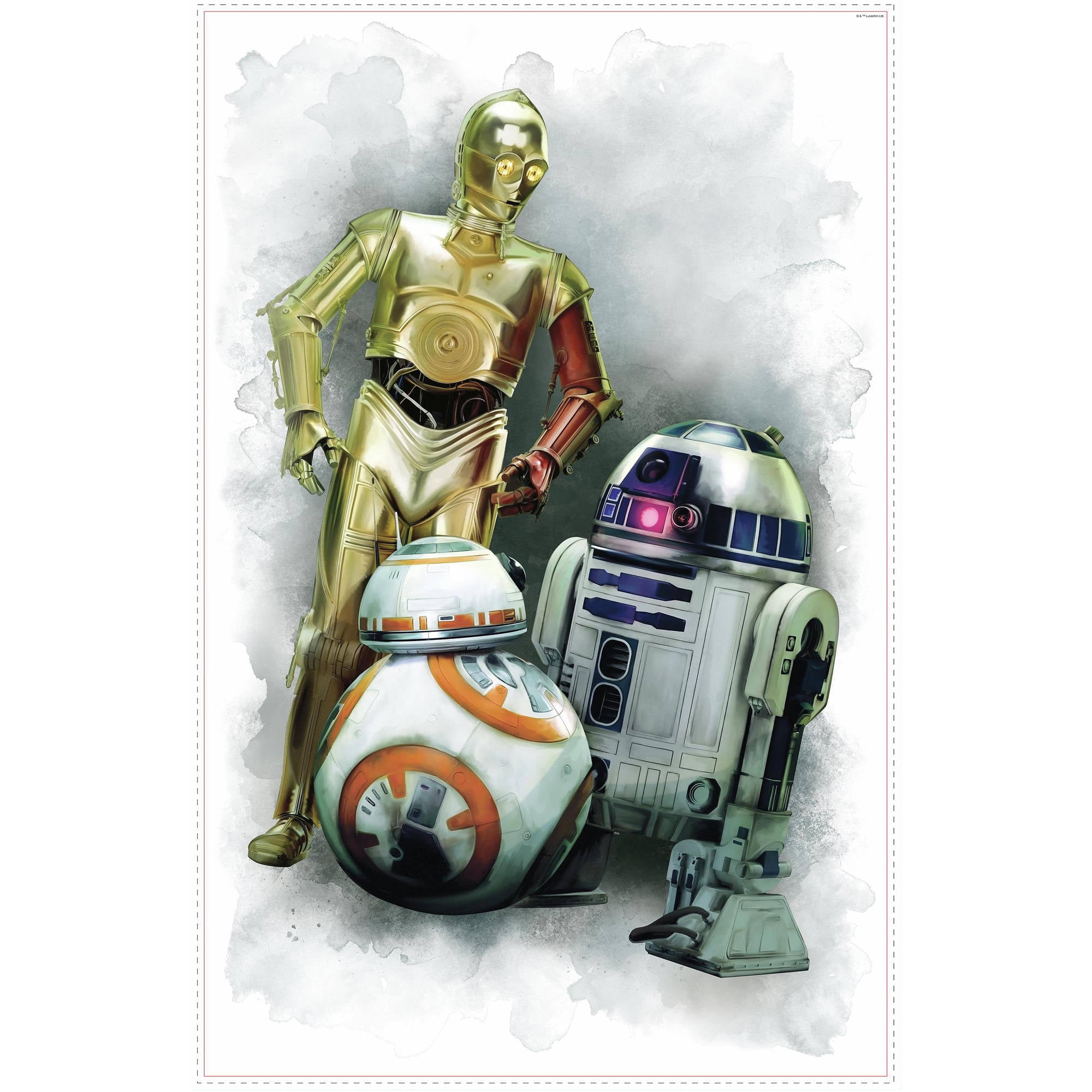 C3P0 R2D2 BB-8 GiaNT WALL DECALS NeW Star Wars The Force Awakens Stickers Decor 