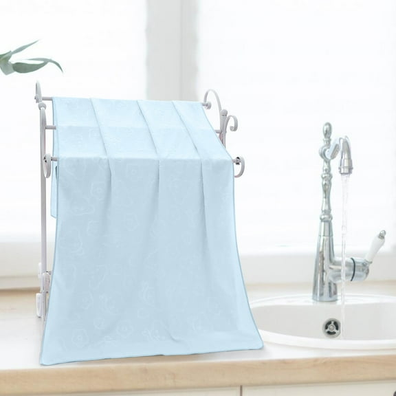 RoamHome Polyester Hand Towels for Bathroom Cute Bear Embossed Quick Dry Absorbent Face Towel Soft Decorative Towels for Kitchen Spa Solid Color Gift Towel 13.8"x29.5" (Light Blue)