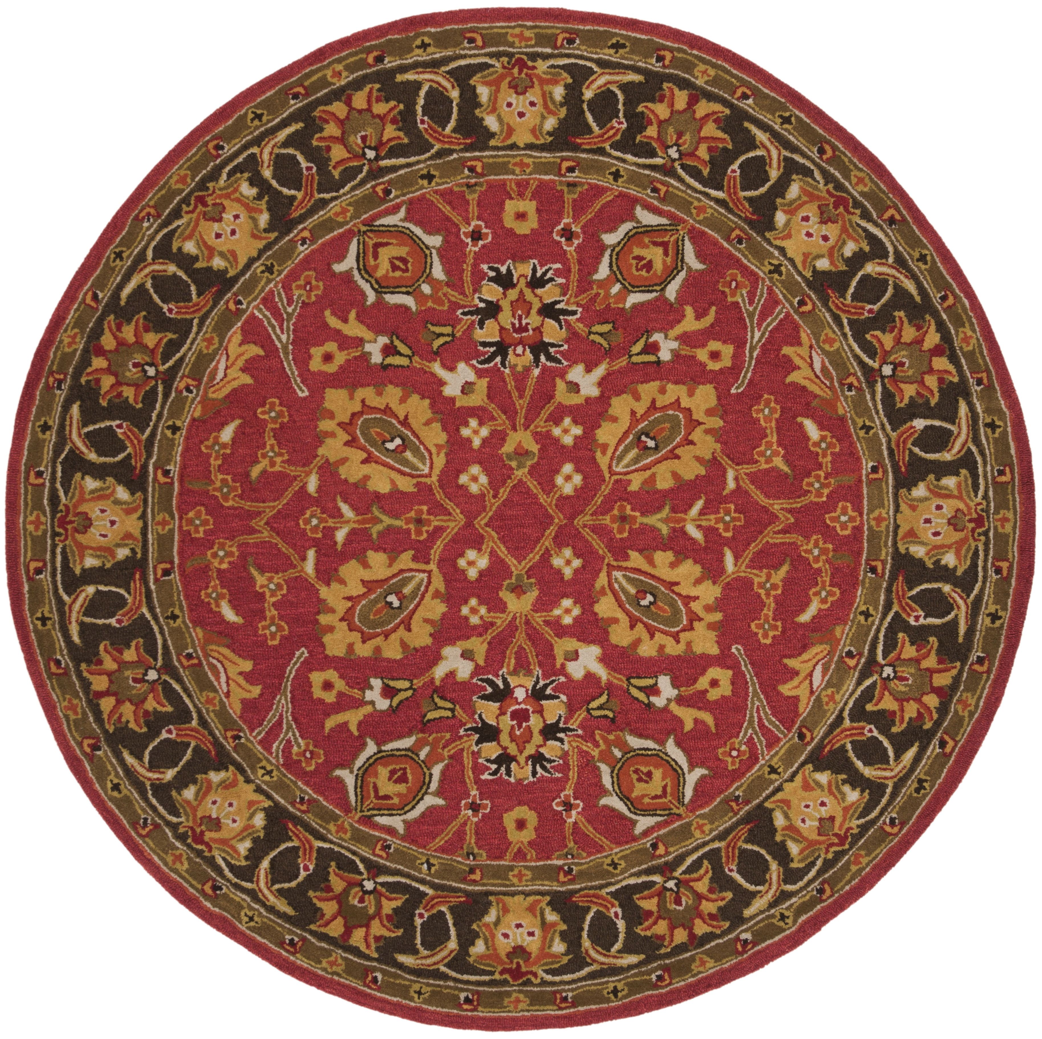 Safavieh Heritage Clarisse Floral Wool Area Rug, Red/Gold, 6' x 6' Round