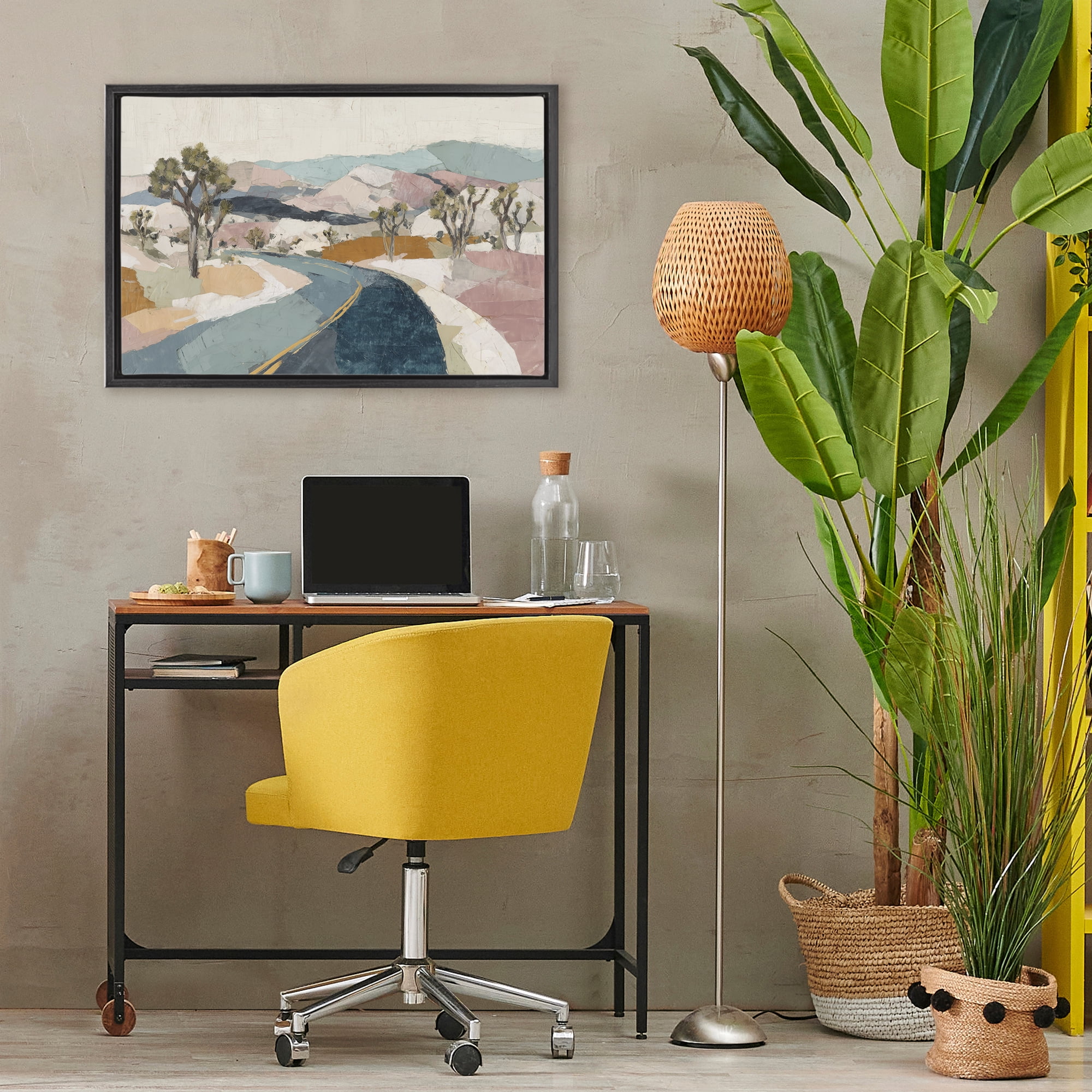 Stupell Industries Desert Highway Through Joshua Trees Black Framed Floater Canvas Wall Art, design by Chromatic Storm Studio