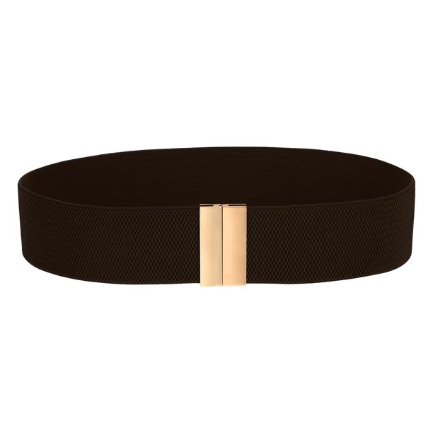 Cinturón elástico ancho Uxcell para mujeres, banda elástica vintage con hebilla de metal dorado, cinturón ancho para camisas de vestido, café, 26.7" a 32.7"