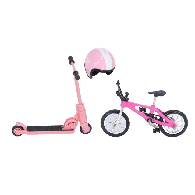 Juego De Scooter De Bicicleta En Miniatura, Juego De Casco De Bicicleta De Scooter De Casa De Muñecas De Jardín, Ideal Para Casas De Muñecas O Escenas De Jardín En Miniatura,