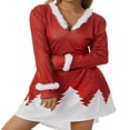 thumbnail image 1 of PENGXIANG Robe de Noël pour Femmes Manches Longues en Peluche Col en V Robe Midi Décontractée de Fête, 1 of 6
