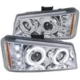 thumbnail image 3 of Spec-D Tuning Chrome Halo LED Projector Headlights + Chrome Bumper Lights Compatible with 2003-2006 Chevy Silverado, Left + Right Pair Headlamps Assembly, 3 of 7