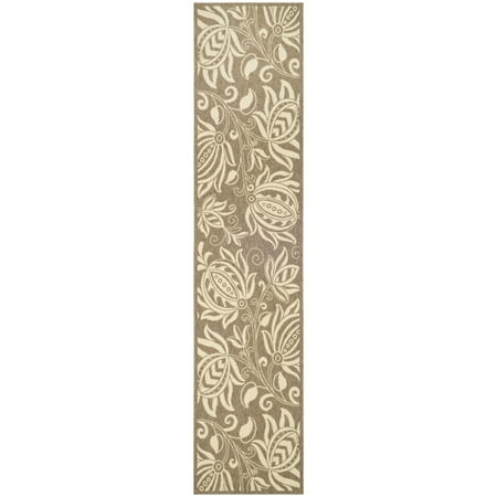 Safavieh Courtyard Crystal Floral Indoor/Outdoor Indoor/Outdoor Area Rug, 6'7" x 9'6", Brown/Natural