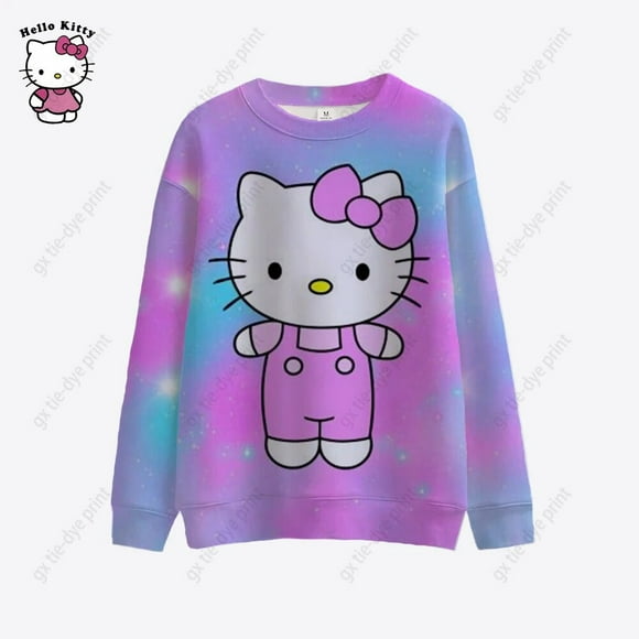 Hello Kitty Print Streetwear Sweatshirt For Women Loose Oversized Clothing Personality Cartoon Print Hoodies Woman Autumn coat HOEMLIN