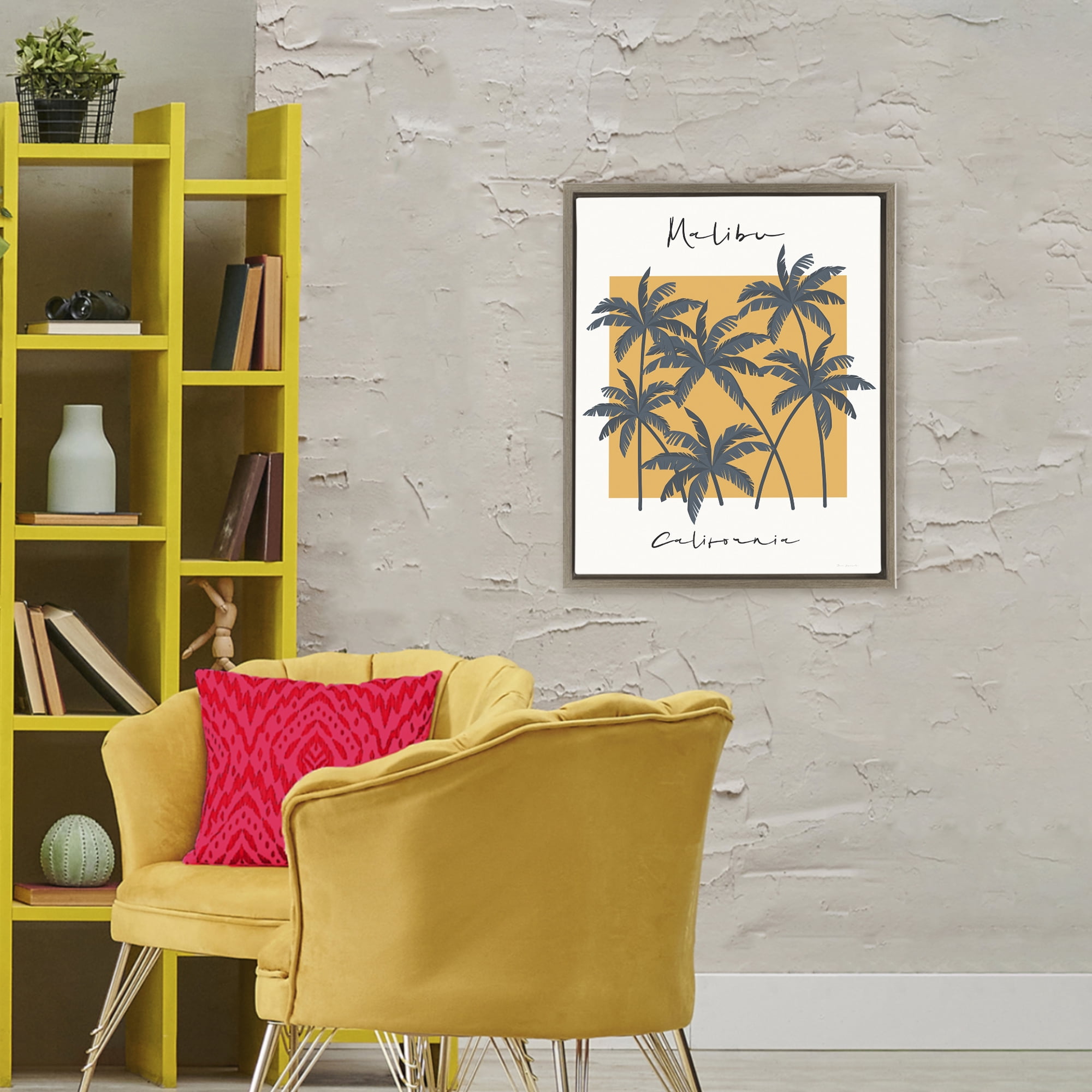 Stupell Industries Malibu Retro Vibe Brown Framed Floater Canvas Wall Art, design by Omar Escalante