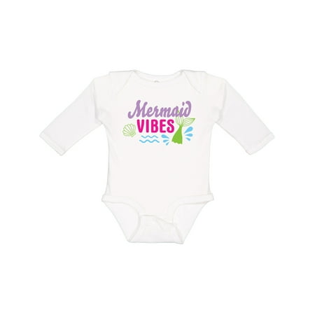 

Inktastic Mermaid Vibes with Tail and Seashell Girls Long Sleeve Baby Bodysuit