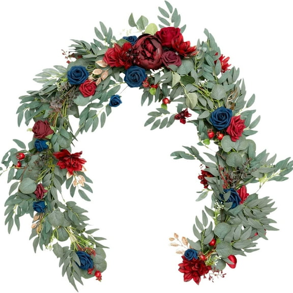 Artificial Rose Greenery Garland, Realistic Fake Flower Vine with Lifelike Leaves for Wedding Decorations, Rustic Arch Centerpiece, Table Runner, Chair Back Decor for Bridal Party Home Decor