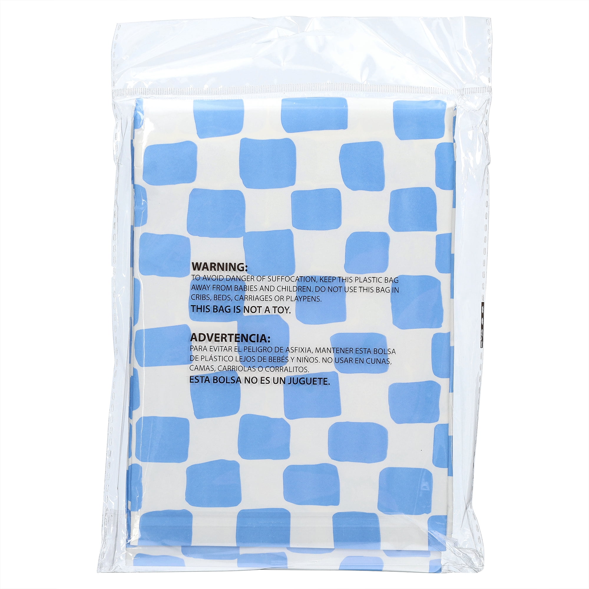 Bright Tides Rectangular Blue and White Gingham Paper Table Cover, 54" x 84", by Way To Celebrate