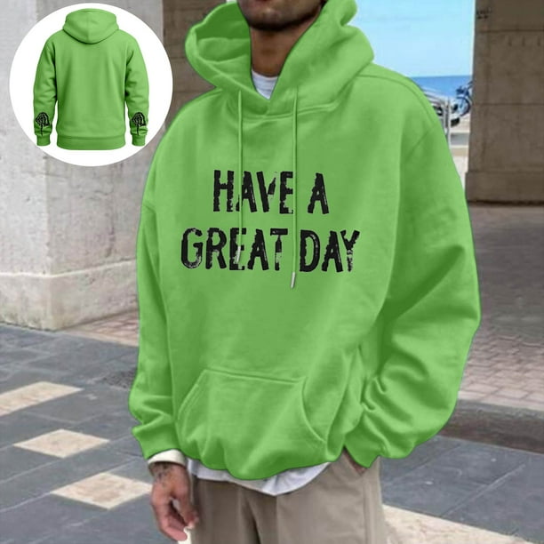 MHFRRA Sudadera con Capucha Gráfica Divertida, Informal, Cómoda y con Estampado de Letras para Uso Diario y Actividades Al Aire Libre Verde