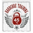thumbnail image 3 of Ambesonne Fitness Shower Curtain, Vintage Gym Emblem, 69"Wx75"L, Red White Grey, 3 of 3