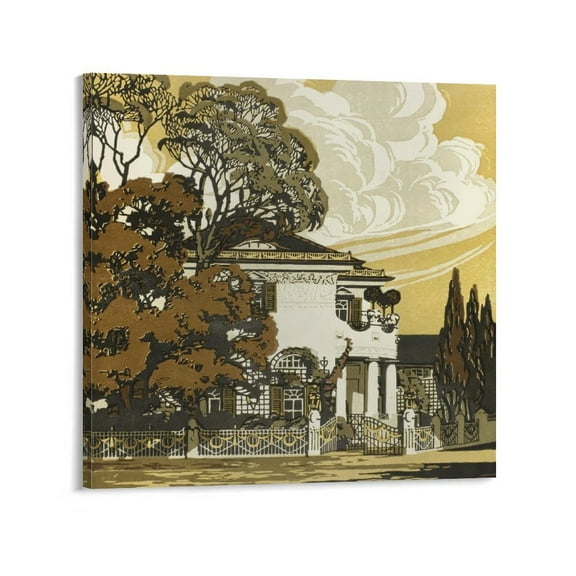 Gustave Baumann Old Prints Canvas Famous Paintings, Wall Art Posters, Decorative Hanging Pictures Picture Print Canvas Poster Wall Paint Art Posters Decor Modern Home Artworks Gift 16x16inch(40x40cm)