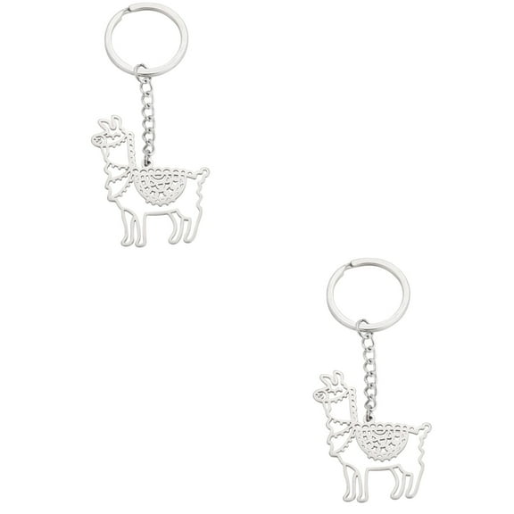 WORGEOUS 2pcs Alpaca Shape Keychain Backpack Hanging Pendant Metal Keyring Phone Keychain