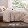 thumbnail image 6 of U by Bedsure Tan Gingham Comforter Set Queen Size, 1 Comforter and 2 Pillowcases, 3 Pieces Solid Farmhouse Shabby Chic Bed, Vintage Rustic Soft Bedding Set, 6 of 10