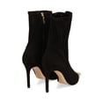 thumbnail image 5 of Schutz Luh Black Stretch Suede Gold Pointed Toe Stiletto Heel Fitted Ankle Boots (Black, 7), 5 of 6