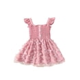 thumbnail image 1 of Faithtur Robe d'Été pour Fillettes, Sans Manches Boutonnée devant Robe Ligne A 3D Papillon Couleur Unie, 1 of 9