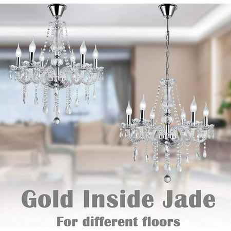 

2023Color Luxurious Candle Crystal Chandelier 6 Lights K9 Modern Crystal Chandelier for Dining Room Glass Ceiling Pendant Lamp for Living Bedroom Lighting Hall Balcony (6 Lights )