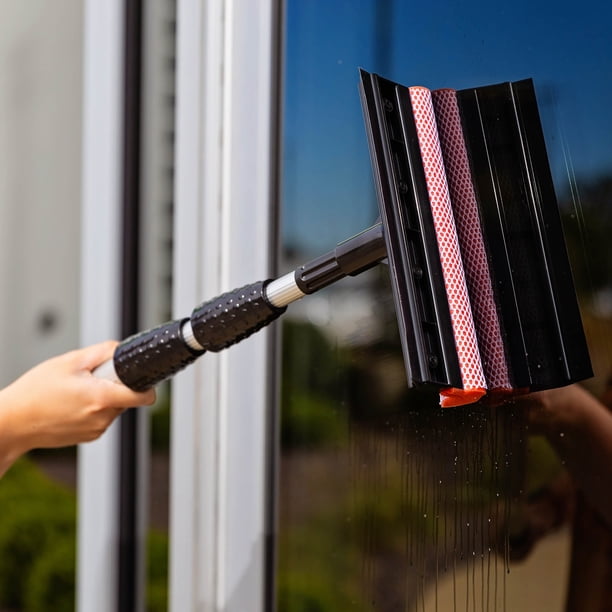 Libman Black and Red Telescopic Window Washer Squeegee and Sponge