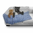 thumbnail image 3 of Animal Soft Flannel Fleece Throw Blanket, French Bulldog Sleeping Teddy Bear in Cozy Bed Best Friends Fun Dreams Image, Cozy Plush for Indoor and Outdoor Use, 50" x 70", Multicolor, by Ambesonne, 3 of 6