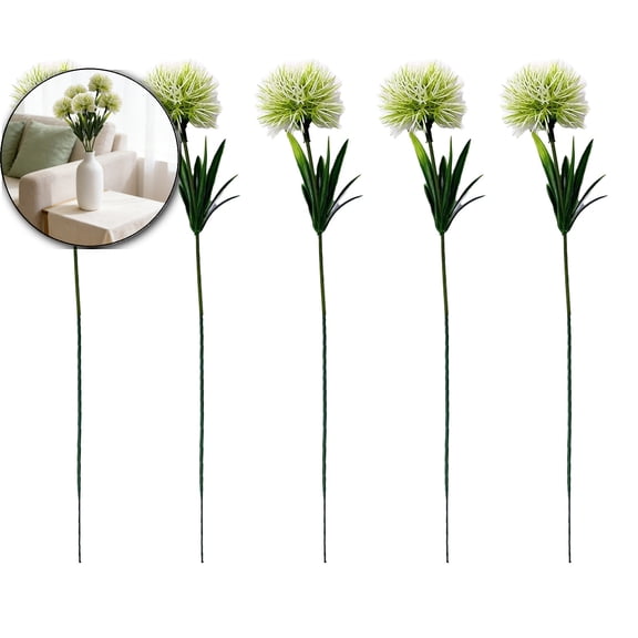 5 Pcs Dandelion Artificial Flowers, Artificial Flowers for Decoration Fake Plants Bouquet Plastic Flowers for Home Decoration Wedding Decor