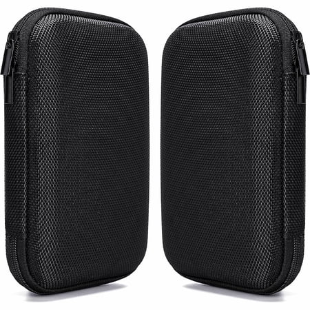 2pcs EVA Hard Carrying Case for Portable External Hard Drive Power Bank Charger USB Cable Battery Case ,Black
