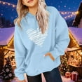 thumbnail image 4 of WQNVRNR Kids Valentine's Day Hoodie- Fleece-Lined Heart Long Sleeve Casual Sweatshirt with Pocket Light Blue Size 5, 4 of 6