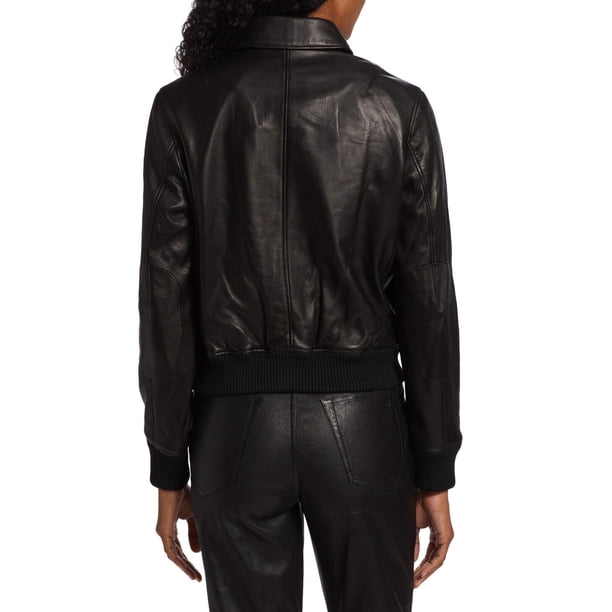 Rag & Bone Women's ICONS Andrea Lamb Leather Jacket Black XXS B4HP